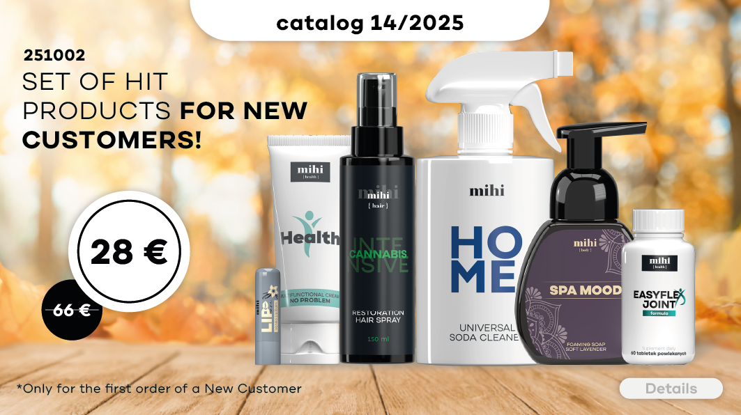 Unique set of HIT - products of mihi for New Customers in 14/2025 period! To make the 1st Step as easy as possible, we are pleased to present you a special offer for New Customers!